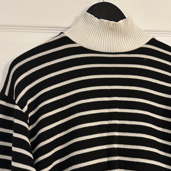 Zara black and white striped mock neck sweater, size medium - Picture 8 of 11